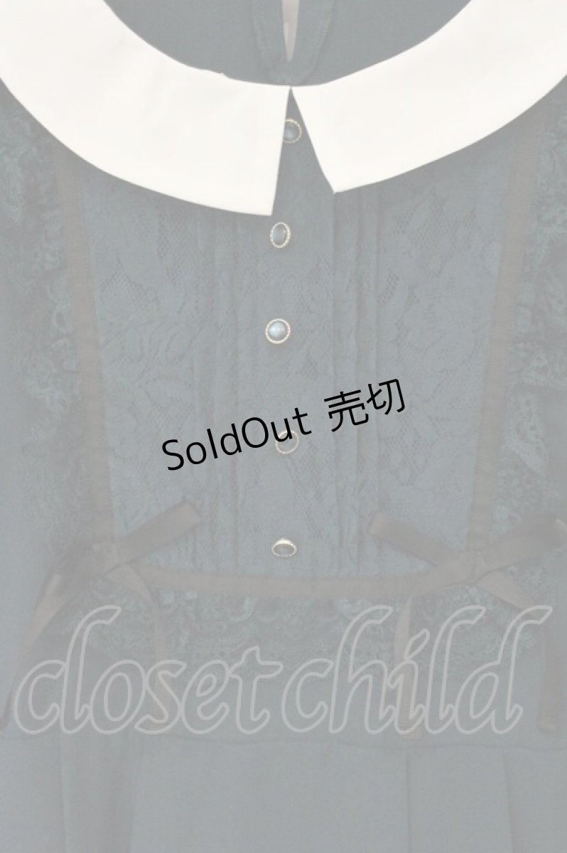 画像2: axes femme POETIQUE / レースブロッキングパフ袖ワンピース M グリーン O-26-06-22-078-AX-OP-OW-OS (2)