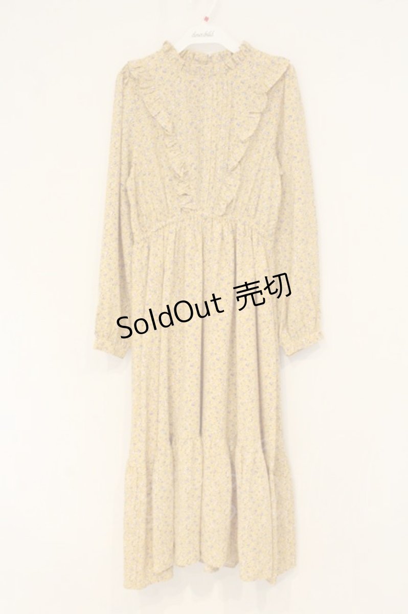 画像1: axes femme POETIQUE / 小花柄フリルロングワンピース M イエロー O-26-06-22-079-AX-OP-OW-OS (1)