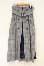 画像1: axes femme / ベルト付チェック柄プリーツ切替スカート M ネイビー O-26-06-22-083-AX-SK-OW-OS (1)