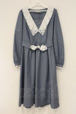 画像1: axes femme POETIQUE / フラワー刺繍レトロワンピース M ブルー O-26-06-22-084-AX-OP-OW-OS (1)