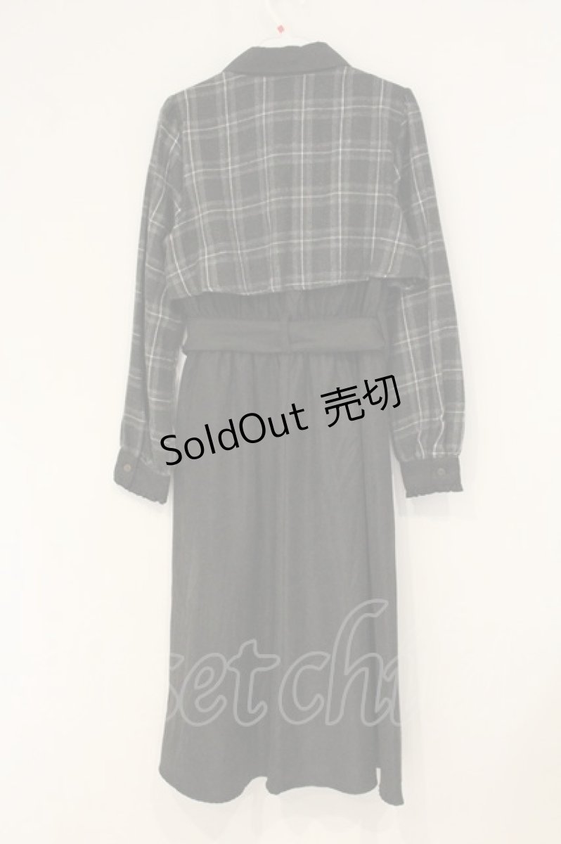 画像3: axes femme / 起毛チェックバイカラーワンピース  クロ O-26-06-22-012-AX-OP-IG-ZT430 (3)