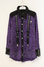 画像1: ALGONQUINS / サスペンダーデザインダイヤ柄シャツ F パープル O-26-06-22-025-AL-BL-OW-OS (1)