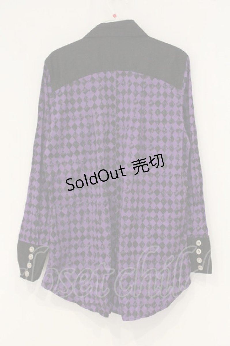 画像4: ALGONQUINS / サスペンダーデザインダイヤ柄シャツ F パープル O-26-06-22-025-AL-BL-OW-OS (4)