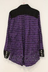 画像4: ALGONQUINS / サスペンダーデザインダイヤ柄シャツ F パープル O-26-06-22-025-AL-BL-OW-OS (4)