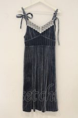 画像1: axes femme POETIQUE / ストライプベロアワンピース M ブルー O-26-06-23-034-AX-OP-OW-OS (1)