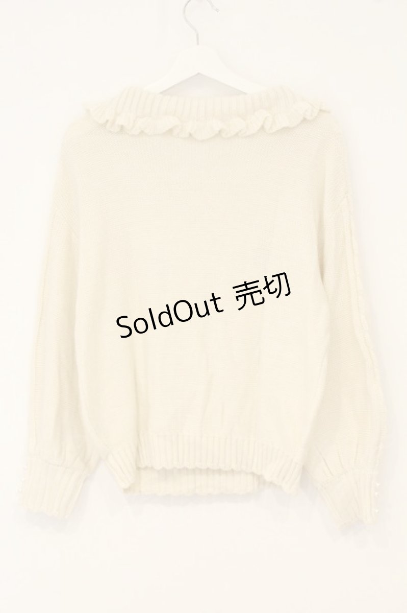画像3: axes femme / ビッグ襟刺繍入ニットプルオーバー M キナリ O-26-06-23-035-AX-TS-OW-OS (3)