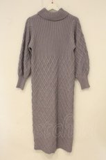 画像3: axes femme POETIQUE / 格子編み柄ロングニットワンピース M ラベンダー O-26-06-23-037-AX-OP-OW-OS (3)