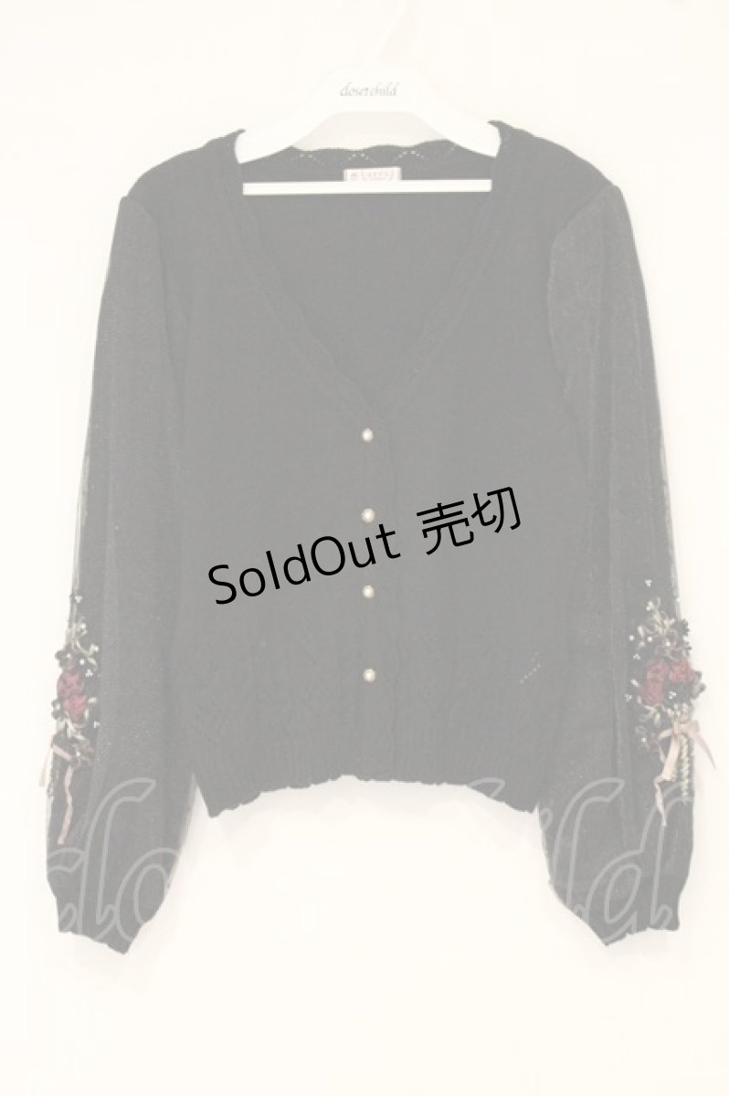 画像1: axes femme / ローズリボン刺繍ニットカーデ M クロ O-26-06-23-042-AX-TO-OW-OS (1)