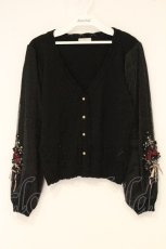 画像1: axes femme / ローズリボン刺繍ニットカーデ M クロ O-26-06-23-042-AX-TO-OW-OS (1)