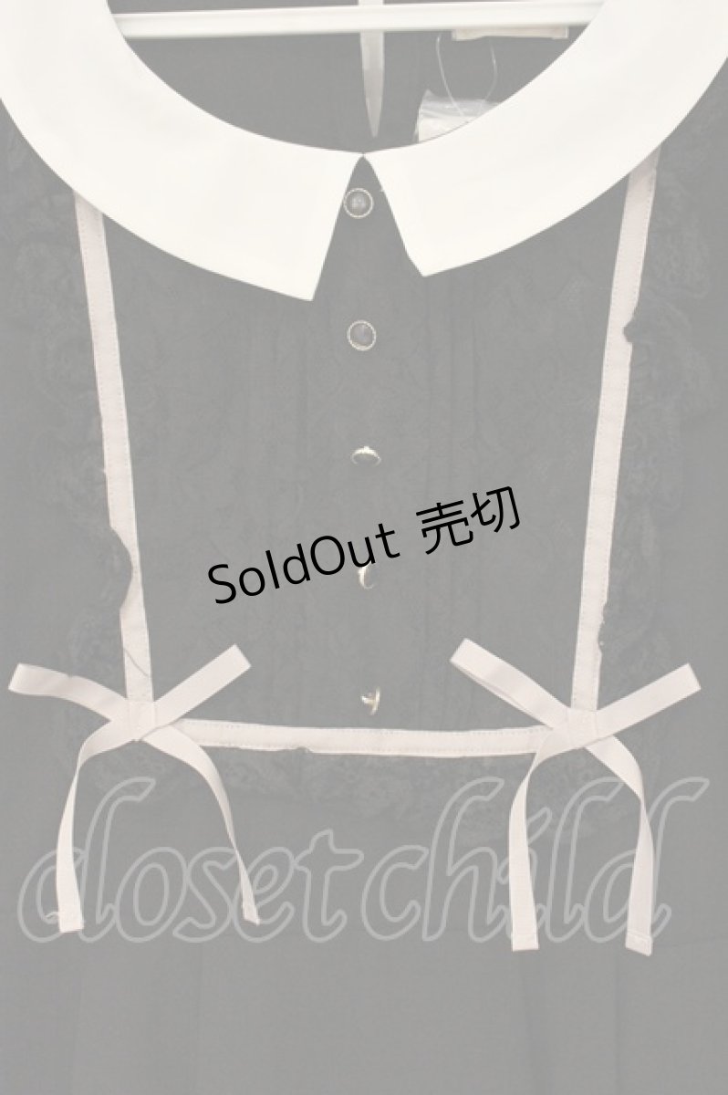 画像2: axes femme POETIQUE / レースブロッキングパフ袖ワンピース M クロ O-26-06-23-047-AX-OP-OW-OS (2)