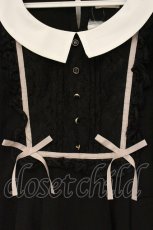 画像2: axes femme POETIQUE / レースブロッキングパフ袖ワンピース M クロ O-26-06-23-047-AX-OP-OW-OS (2)