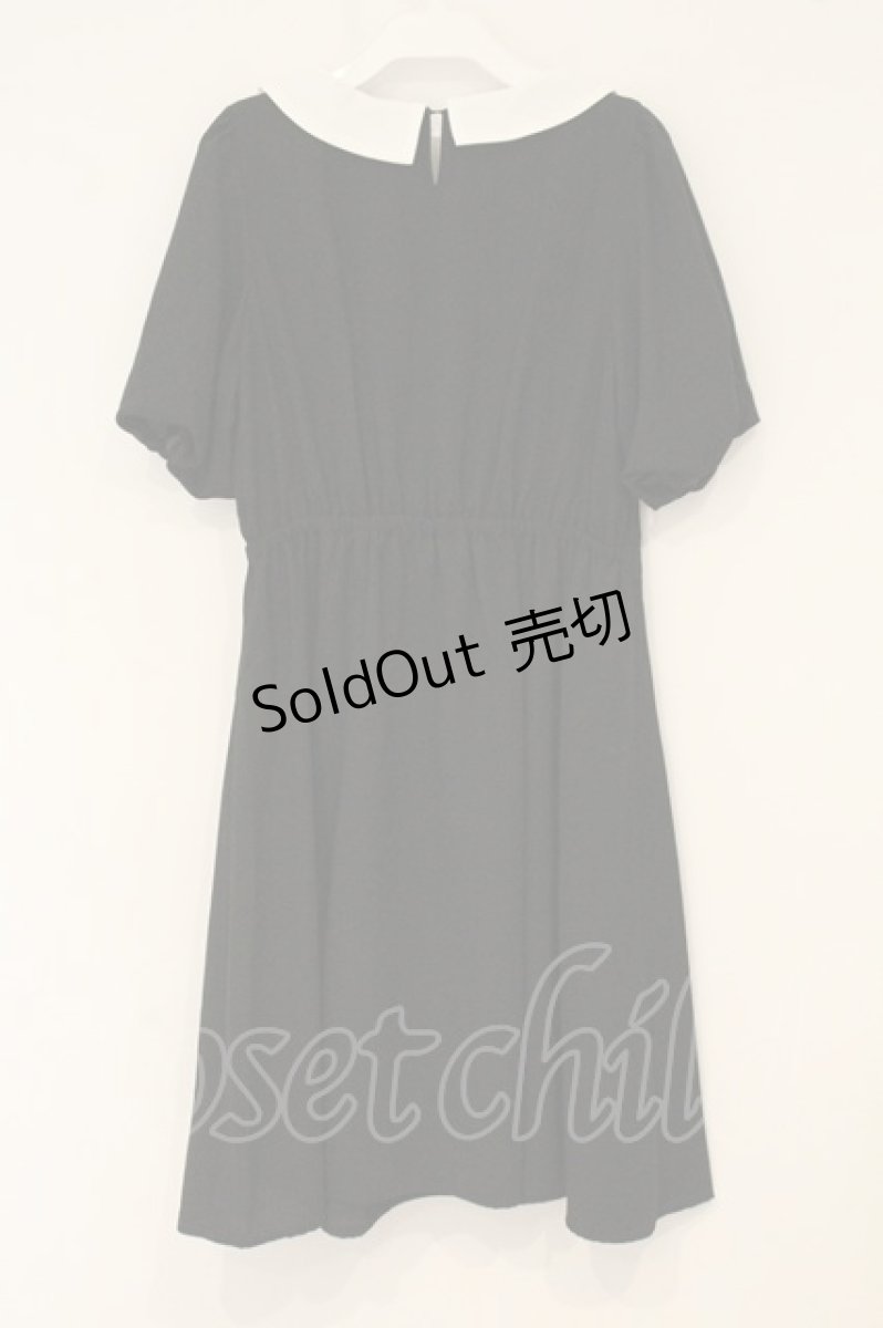 画像3: axes femme POETIQUE / レースブロッキングパフ袖ワンピース M クロ O-26-06-23-047-AX-OP-OW-OS (3)