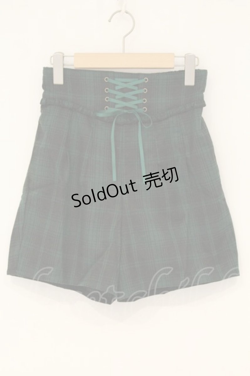 画像1: axes femme POETIQUE / フロント編み上げコーデュロイショートパンツ M グリーン O-26-06-23-049-AX-PA-OW-ZT414 (1)