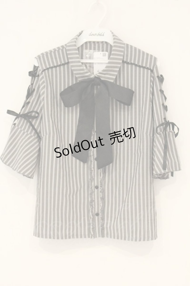 画像1: axes femme POETIQUE / 袖レースアップブラウス M クロ O-26-06-23-058-AX-BL-OW-OS (1)
