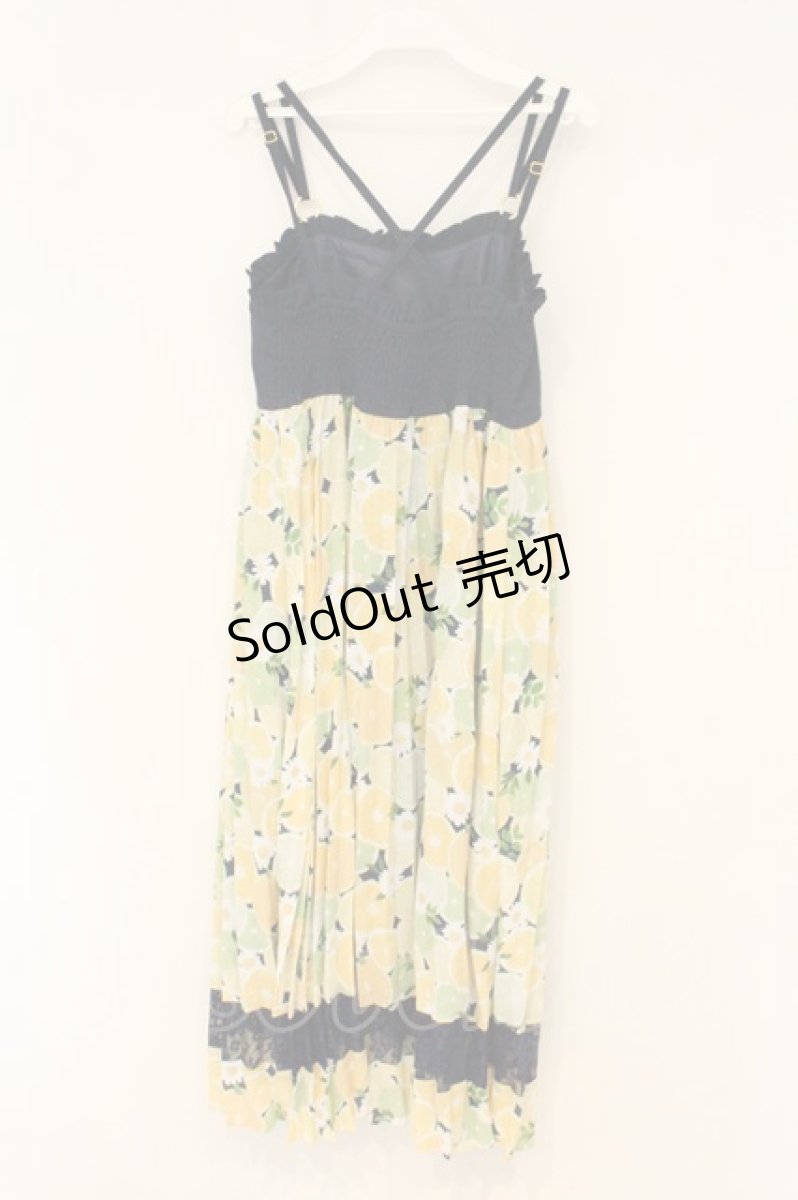 画像4: axes femme POETIQUE / レモン柄ワンピース M ネイビー×イエロー O-26-06-23-061-AX-OP-OW-OS (4)
