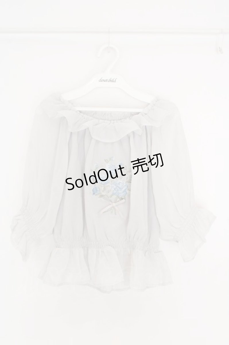 画像1: an another angelus / ブーケ刺繍オフショルブラウス F ブルーグレー O-26-06-23-1044-CA-BL-OW-OS (1)