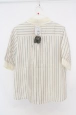 画像3: Fi.n.t / タイ付きレジメストライプクレリック5分袖シャツ F オリーブグリーン O-26-06-23-1007-CA-BL-OW-OS (3)