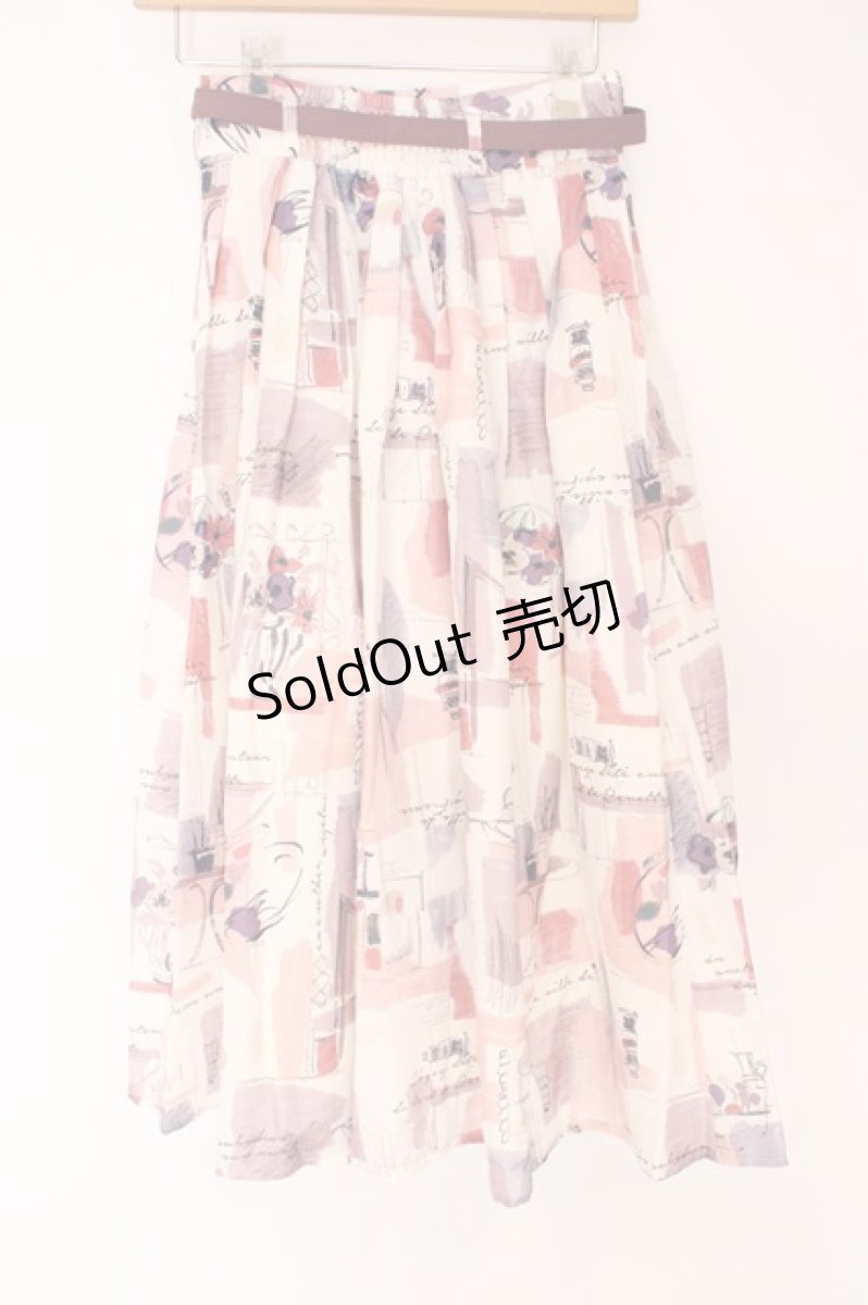画像3: an another angelus / ペインティングアート柄タックスカート F モーブ O-26-06-23-1032-CA-SK-OW-OS (3)