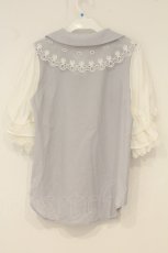 画像3: axes femme POETIQUE / レース襟パフ袖ブラウス M サックス O-26-06-23-070-AX-BL-OW-OS (3)