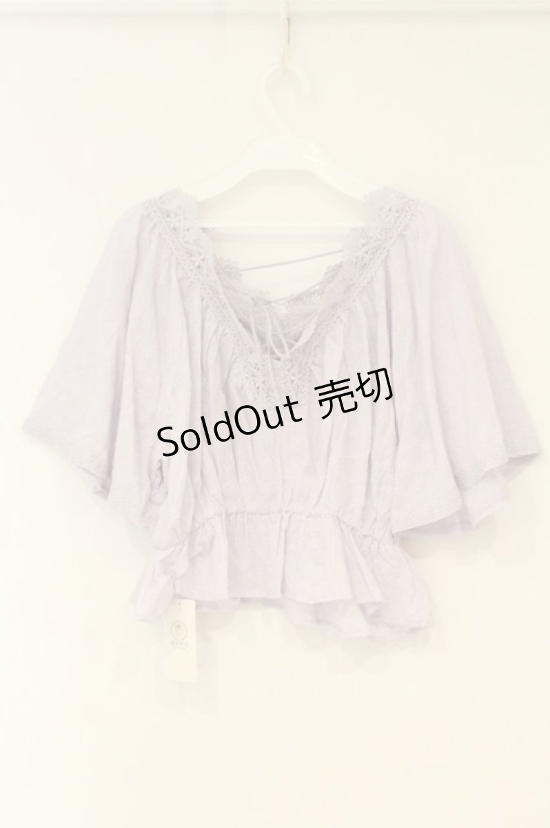 画像3: axes femme POETIQUE / マスク付きフラワーコットンブラウス M ラベンダー O-26-06-23-074-AX-TO-OW-OS (3)