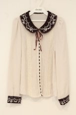 画像1: Secret Honey / 薔薇刺繍ブラウス 2 ワイン×アイボリー O-26-06-23-094-CA-BL-OW-OS (1)