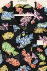 画像2: KASEI / サメ柄開襟シャツ M ブラック O-26-06-23-098-PU-BL-IG-OS (2)