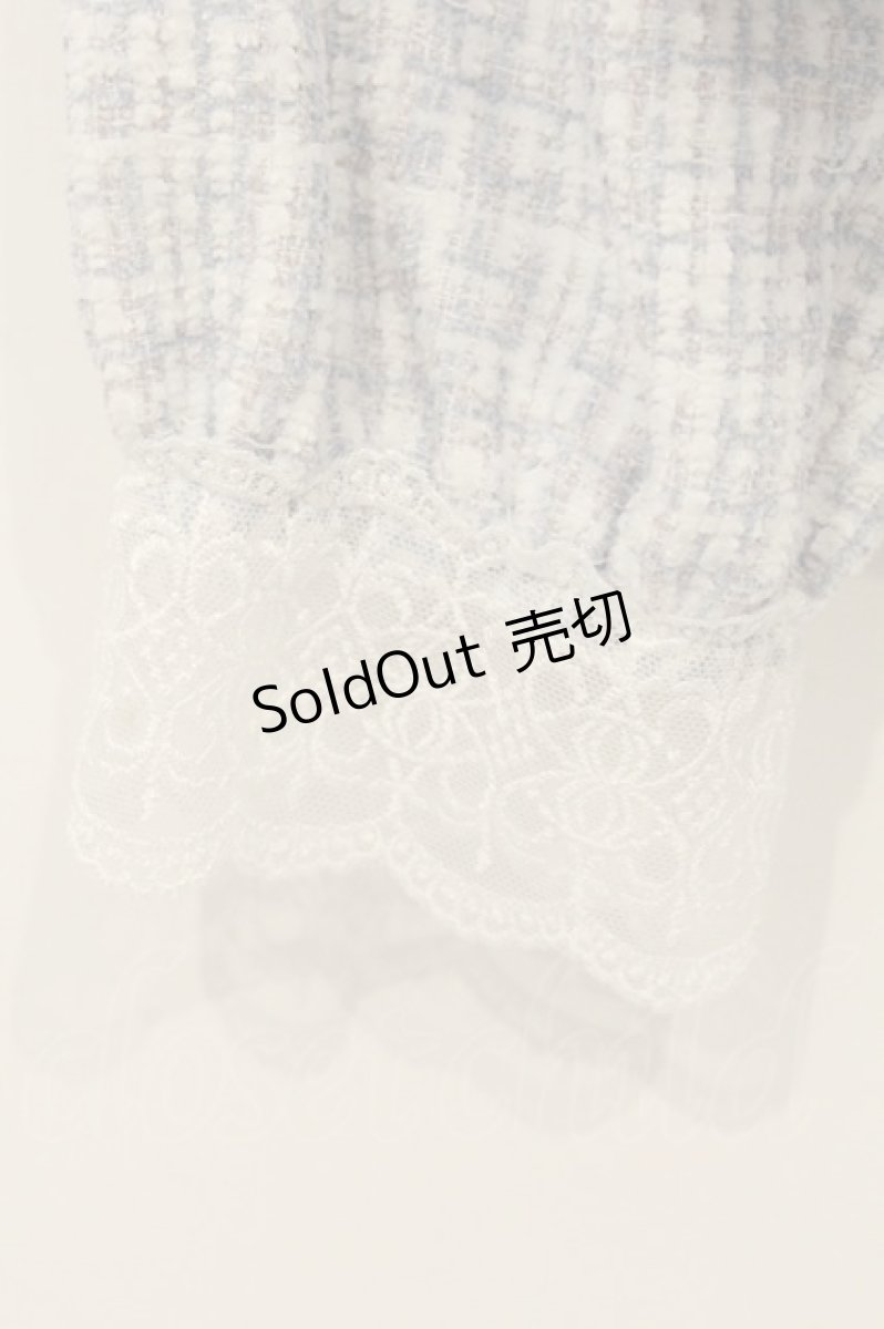 画像3: axes femme POETIQUE / 刺繍襟モールツイードジャケット M サックス O-26-06-23-013-AX-JA-OW-OS (3)