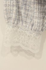 画像3: axes femme POETIQUE / 刺繍襟モールツイードジャケット M サックス O-26-06-23-013-AX-JA-OW-OS (3)