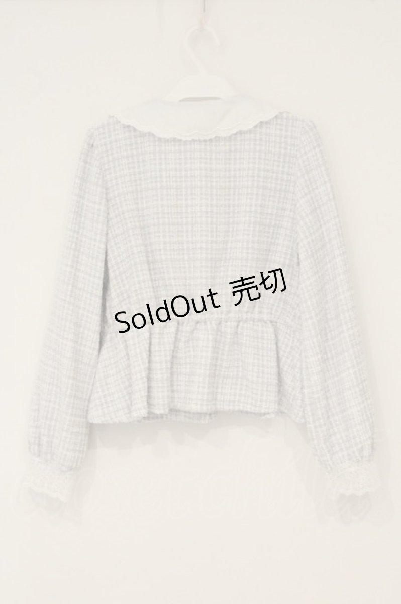 画像4: axes femme POETIQUE / 刺繍襟モールツイードジャケット M サックス O-26-06-23-013-AX-JA-OW-OS (4)