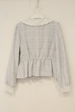 画像4: axes femme POETIQUE / 刺繍襟モールツイードジャケット M サックス O-26-06-23-013-AX-JA-OW-OS (4)