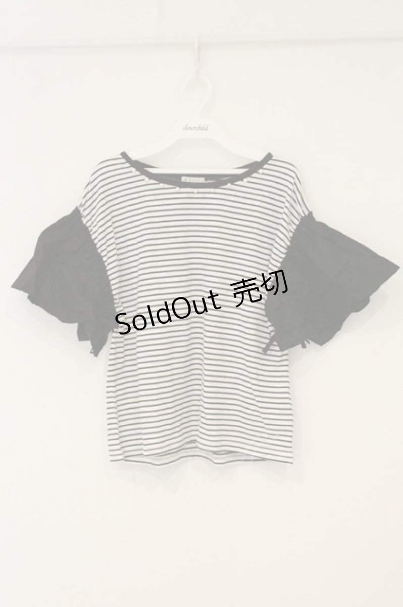 画像1: axes femme / コットン袖ボーダーＴシャツ F クロ O-26-06-23-021-AX-TO-OW-OS (1)