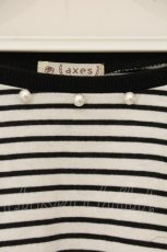 画像2: axes femme / コットン袖ボーダーＴシャツ F クロ O-26-06-23-021-AX-TO-OW-OS (2)