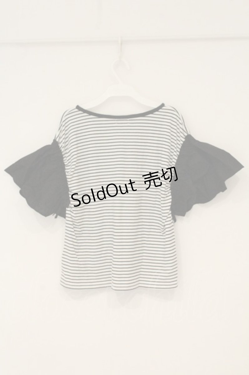 画像3: axes femme / コットン袖ボーダーＴシャツ F クロ O-26-06-23-021-AX-TO-OW-OS (3)