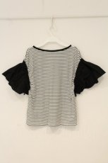 画像3: axes femme / コットン袖ボーダーＴシャツ F クロ O-26-06-23-021-AX-TO-OW-OS (3)