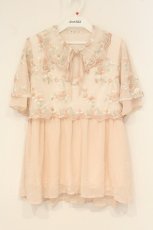 画像1: axes femme / チュール刺繍ロングシャツ M ピンク O-26-06-23-024-AX-BL-OW-OS (1)