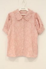 画像1: axes femme POETIQUE / バラふくれジャカード半袖ブラウス M ピンク O-26-06-23-028-AX-BL-OW-OS (1)