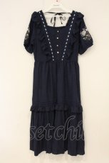 画像1: axes femme / ハシゴレース×袖バラ刺繍ワンピース F ネイビー O-26-06-23-031-AX-OP-OW-OS (1)