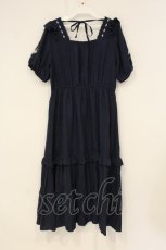 画像3: axes femme / ハシゴレース×袖バラ刺繍ワンピース F ネイビー O-26-06-23-031-AX-OP-OW-OS (3)