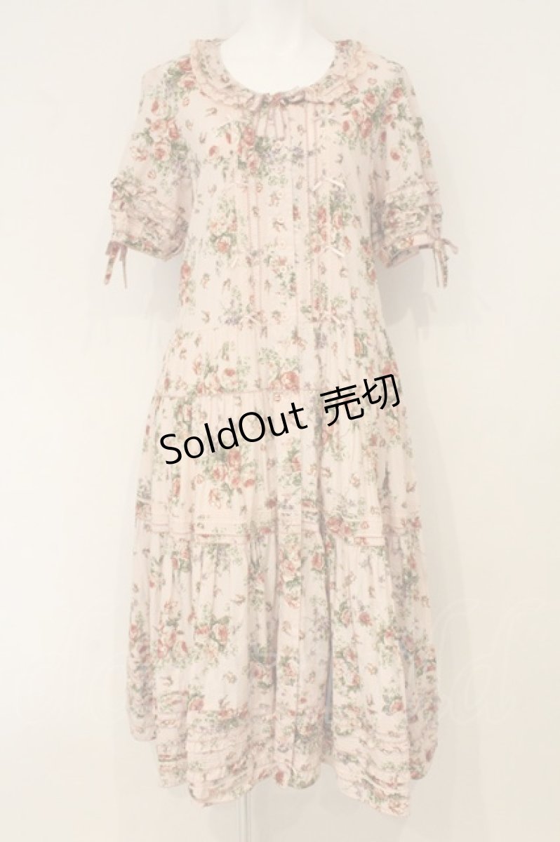 画像1: PINK HOUSE / バラの騎士プリントワンピース  ピンク O-26-06-25-044-LO-OP-IG-OS (1)