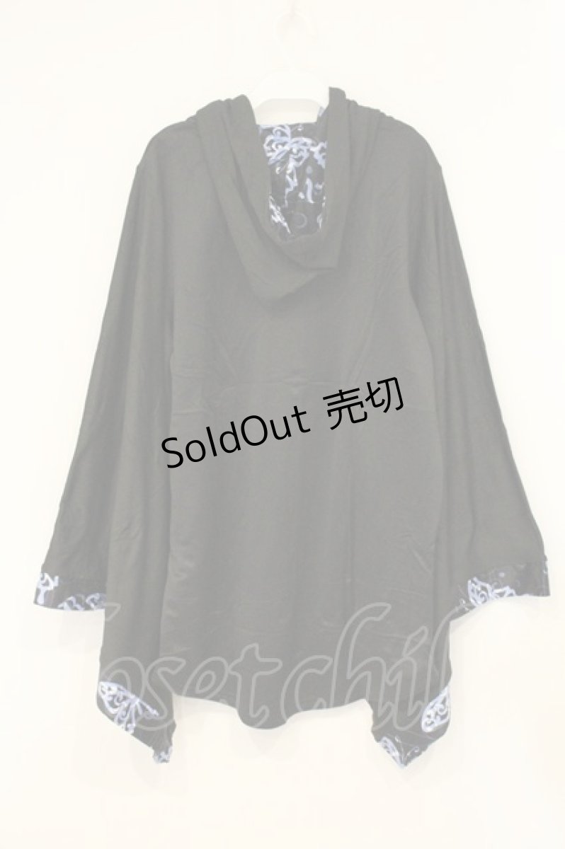 画像4: NieR Clothing / 内側フリース着物風袖UNISEX ZIP OUTER【BUTTERFLY】　パーカー  ブラック O-26-06-25-011-PU-TO-OW-OS (4)