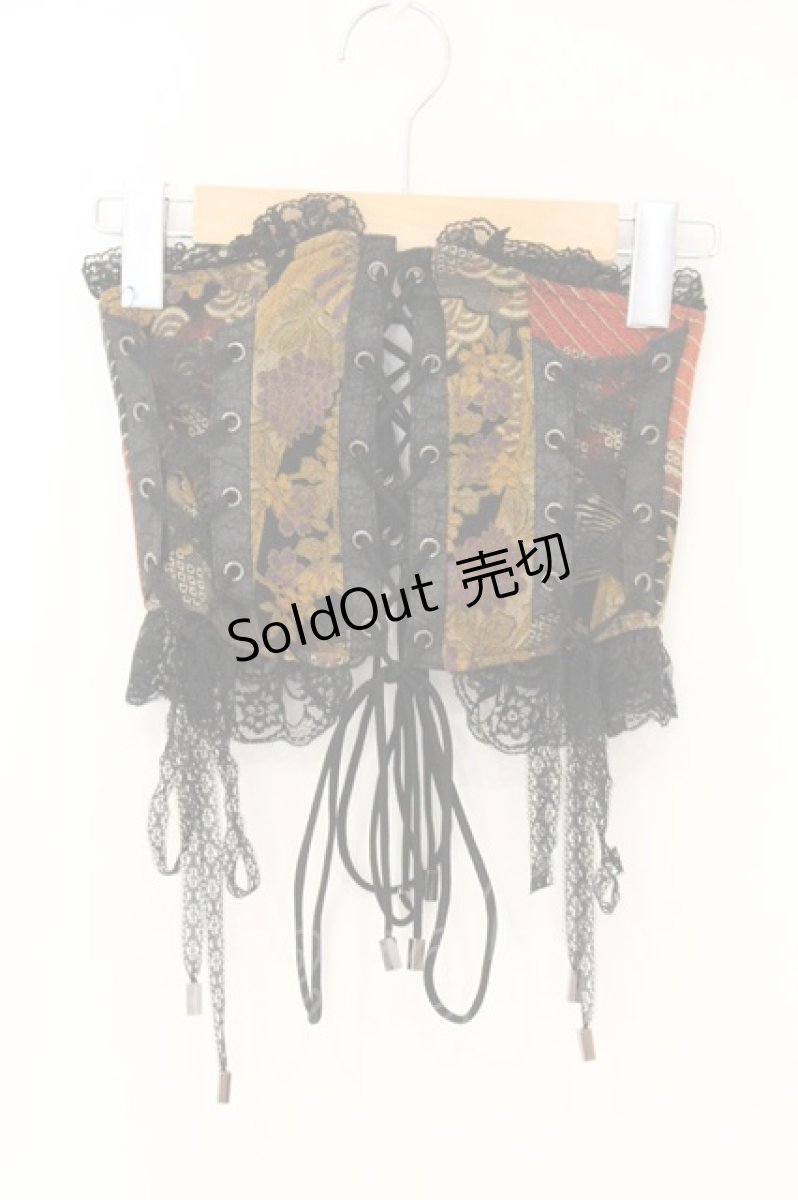 画像1: Qutie Frash / ちりめん和柄ソフトコルセット  オレンジ系×ブラック O-26-06-27-025-QU-TO-IG-OS (1)