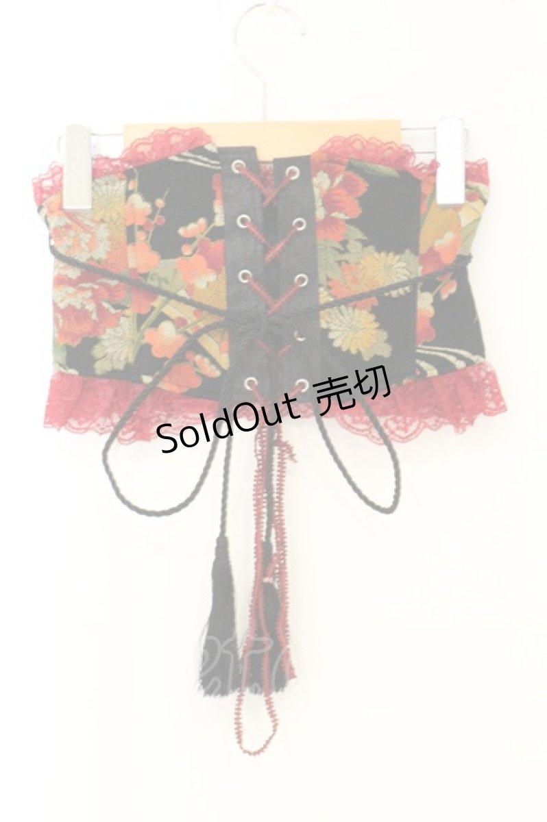 画像3: Qutie Frash / ちりめん和柄ソフトコルセット  ブラック×レッド O-26-06-27-028-QU-TO-IG-OS (3)