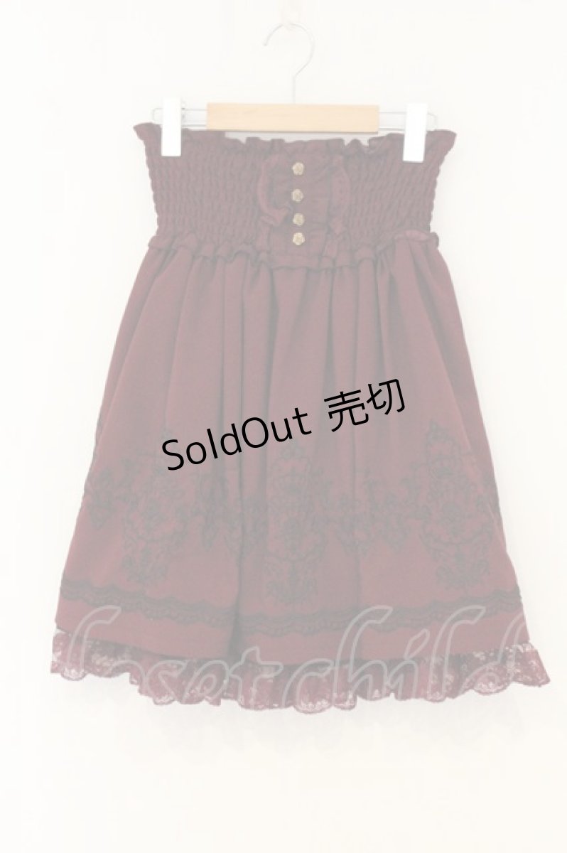 画像1: axes femme / 刺繍ハイウエストスカート M ワイン O-26-06-27-004-AX-SK-IG-OS (1)
