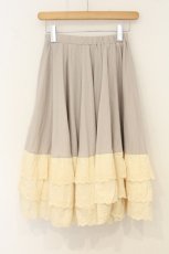 画像3: Favorite / コットン3段フリルペチスカート M~L グレー×キナリ O-26-06-27-060-LO-SK-OW-OS (3)