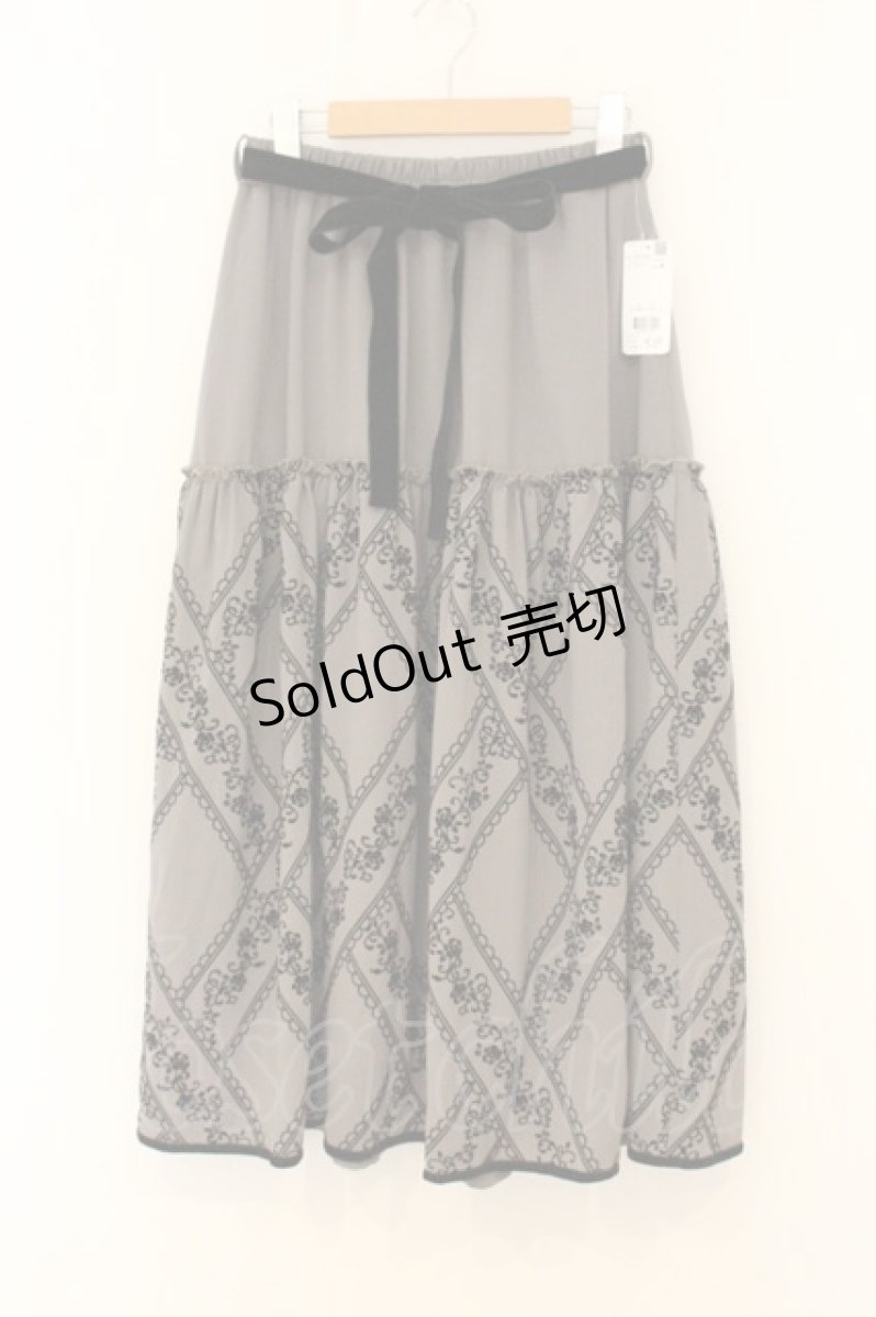 画像1: axes femme / フロッキープリントロングスカート M チャコール O-26-06-27-065-AX-SK-OW-OS (1)