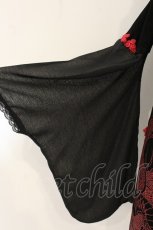 画像3: Qutie Frash / ちりめんシースルー着物袖オフショルチュニック【旧タグ】  ブラック×オレンジ系 O-26-06-27-007-QU-OP-IG-OS (3)