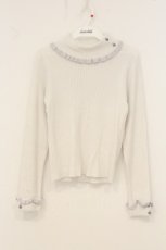 画像1: axes femme / バイカラーフリルローズニット F シロ×ラベンダー O-26-06-27-074-AX-TO-OW-OS (1)