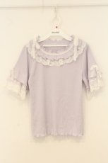 画像1: axes femme / フリル×レースリボンプルオーバー F ラベンダー O-26-06-27-075-AX-TO-OW-OS (1)