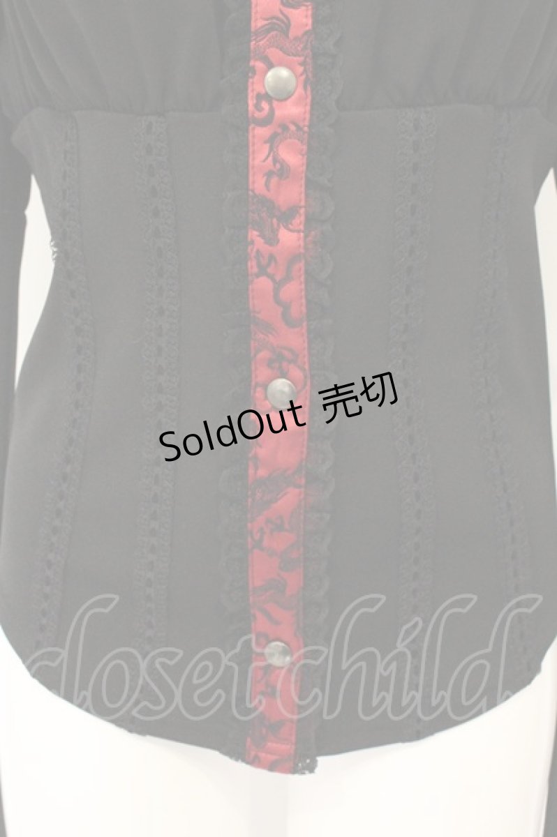 画像3: Qutie Frash / ドラゴンサテン襟オフショルブラウス【旧タグ】  ブラック×レッド O-26-06-27-009-QU-BL-IG-OS (3)