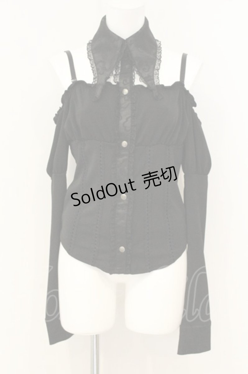 画像1: Qutie Frash / ドラゴンサテン襟オフショルブラウス【旧タグ】  ブラック O-26-06-27-010-QU-BL-IG-OS (1)